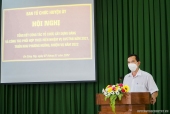 Đ/c Võ Minh Phụng - Huyện ủy viên, Phó Trưởng Ban Tổ chức Huyện ủy phát biểu tại hội nghị