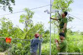 Mô hình cổng rào phòng chống tội phạm và camera an ninh tại xã Bình Tân.