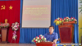 Đ/c Huỳnh Văn Trí - Bí Thư Đảng ủy xã Bình Tân phát biểu chỉ đạo hội nghị triển khai kế hoạch cao điểm tấn công, trấn áp tội phạm trên địa bàn xã.