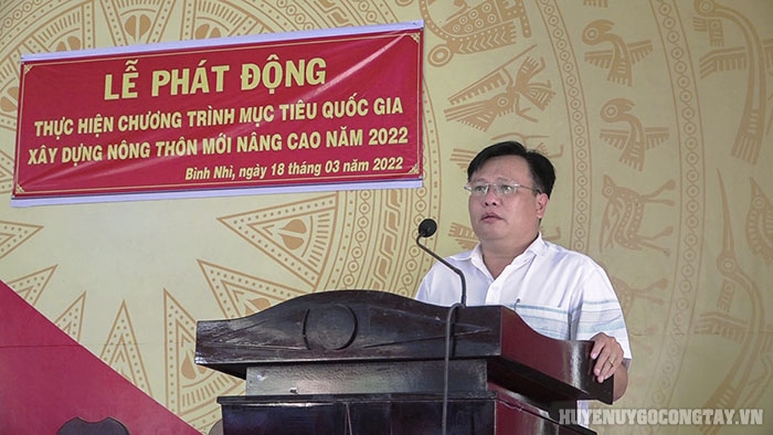Đồng chí Phạm Nguyễn Hoàng Vũ Phó Bí thư Thường trực Huyện ủy Gò Công Tây phát biểu chỉ đạo tại buổi Lễ