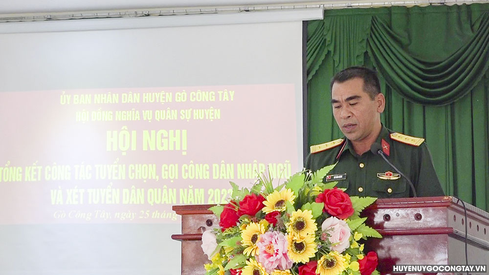 Đ/c Thượng tá Võ Văn Năng – Phó Chỉ huy trưởng Bộ Chỉ huy Quân sự tỉnh Tiền Giang phát biểu chỉ đạo