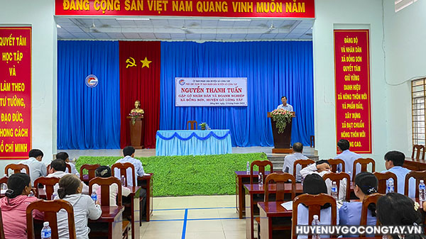 Lãnh đạo Ủy ban nhân dân huyện Gò Công Tây gặp gỡ với Nhân dân và Doanh nghiệp xã Đồng Sơn về các nội dung liên quan PAPI